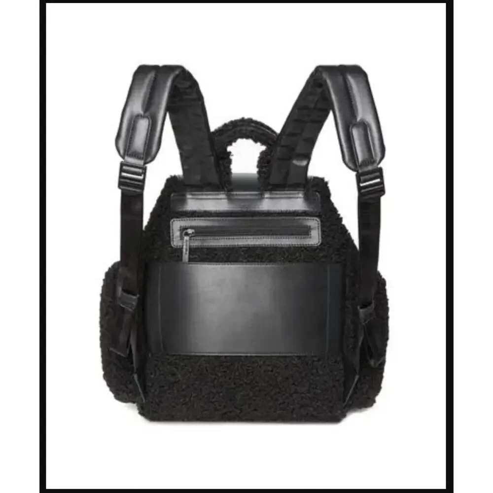 Caraa Cirrus Sherpa Backpack Travel Rucksack Teddy Fuzzy Black
